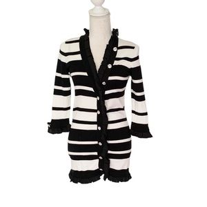 Twelve by Twelve Black off White Striped Cardigan Size XS